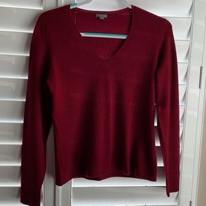 Ann Taylor Red Cashmere V Neck Sweater Medium Like New